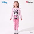thumbnail image 4 of Disney Minnie Mouse Girls Shirts Pink Ruffle Top Printed Leggings 2 Piece Outfit Toddler Kids 2T, 4 of 11
