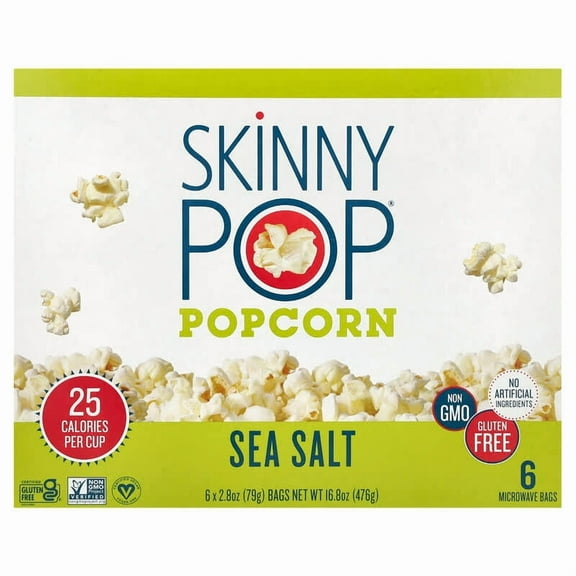 SkinnyPop, Popcorn, Sea Salt, 6 Bags, 2.8 oz