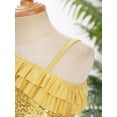 thumbnail image 6 of TiaoBug Kids Girls Sequin Ruffled Crop Top Modern Jazz One Shoulder Cami Tank Gold 8, 6 of 7