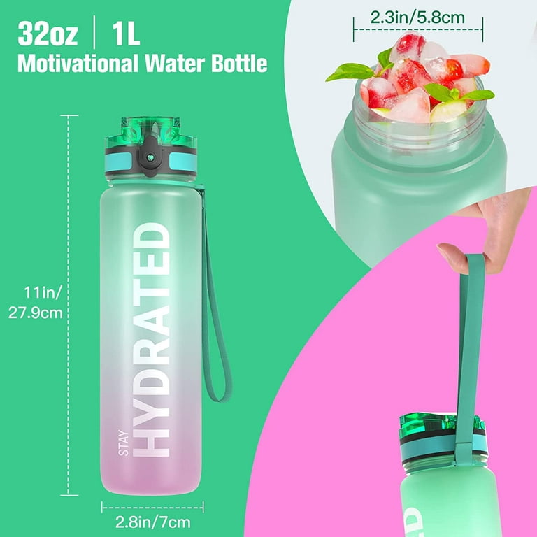 Water Bottles 30oz Motivational Water Bottle with Time Marker for Women Men  Insulated Water Bottle for Outdoor Sport(Blue Yellow Pink) 