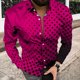 thumbnail image 1 of Camisa de moda para hombre, con lunares, costura a cuadros, botones de moda, camisa informal de calle para exteriores con solapa para hombre, talla grande, 1 of 6