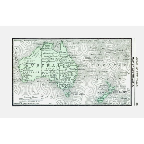 Historic Map - Australia New Zealand - Rand McNally 1886 - Vintage Wall Art