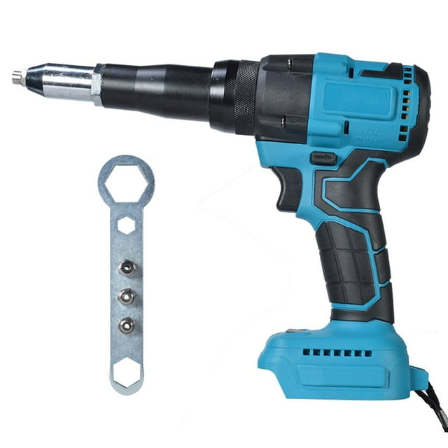 Brushless Rivet Nut Tool Heavy Duty Hand Riveter Manual Rivet Machine Kit with 4 Rivet Head Sturdy Durable Pop Rivet Tool Kit Electric Rivet Machine Tool for Car Manufacturer