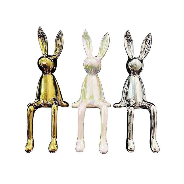 Adornos de conejo pequeños para sentarse en postura suave y de alta calidad para sala de estar, mueble de TV, mueble de vino, oficina, multicolor