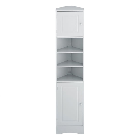 Resenkos Storage Cabinet,Kitchen,Pantry Cabinet,Multi-Functional Corner Cabinet Tall Bathroom Storage Cabinet with Two Doors and Shelves,Grey