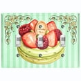 thumbnail image 1 of Metal Light Switch Plate Cover Pistachio Green Fruit Cake Striped Wallpaper CAK050, 1 of 13