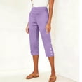 thumbnail image 5 of Enjoytime Women Capri Pants Elastic Waist Button Split Hem Capris Summer Lightweight Casual Cropped Pants, 5 of 8