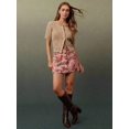 thumbnail image 4 of Pink Floral Print High Waist Scalloped Button-Front A-Line Denim Mini Skirt, 4 of 20