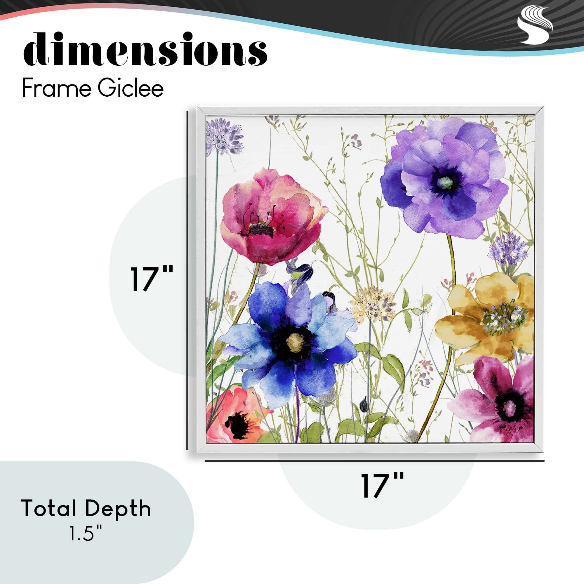 Modern Spring Garden Flowers White Framed Giclee Art, design by Sasha
