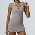 thumbnail image 3 of Tennis Dress Golf Dresses for Women Tummy Control Lapel Zipper Slim Fit Breathable Workout Dress Athletic Dresses, 3 of 7