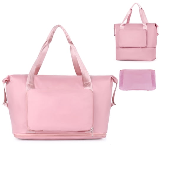 Women Sports Bag Lightweight Foldable Large Capacity Travel Bag for Sports Fitness Yoga Gym Weekend Trip, Pink
