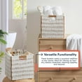 thumbnail image 6 of Ornavo Home Wicker Storage Cubes Bin, 13 x 13 Inch Storage Cubes Shelf Basket Collapsible Natural Hand Woven Paper Kallax Storage Cube Bin with Handles - Set of 4, White/Brown, 6 of 7