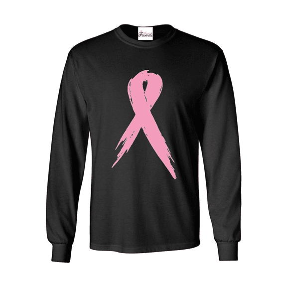 Mens Long Sleeve T-Shirts - Cancer Ribbon