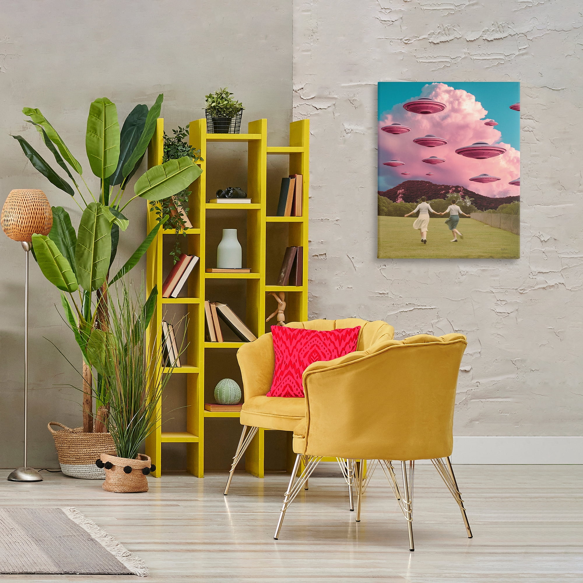 Stupell Industries Pick Me Alien Invasion Fantasy & Sci-Fi Painting Wrapped Canvas Art Print Wall Art, 24 x 30