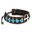 thumbnail image 6 of AeraVida Inspirational Cross and Blue Turquoise Stone Leather Unisex Cuff Bracelet, 6 of 7