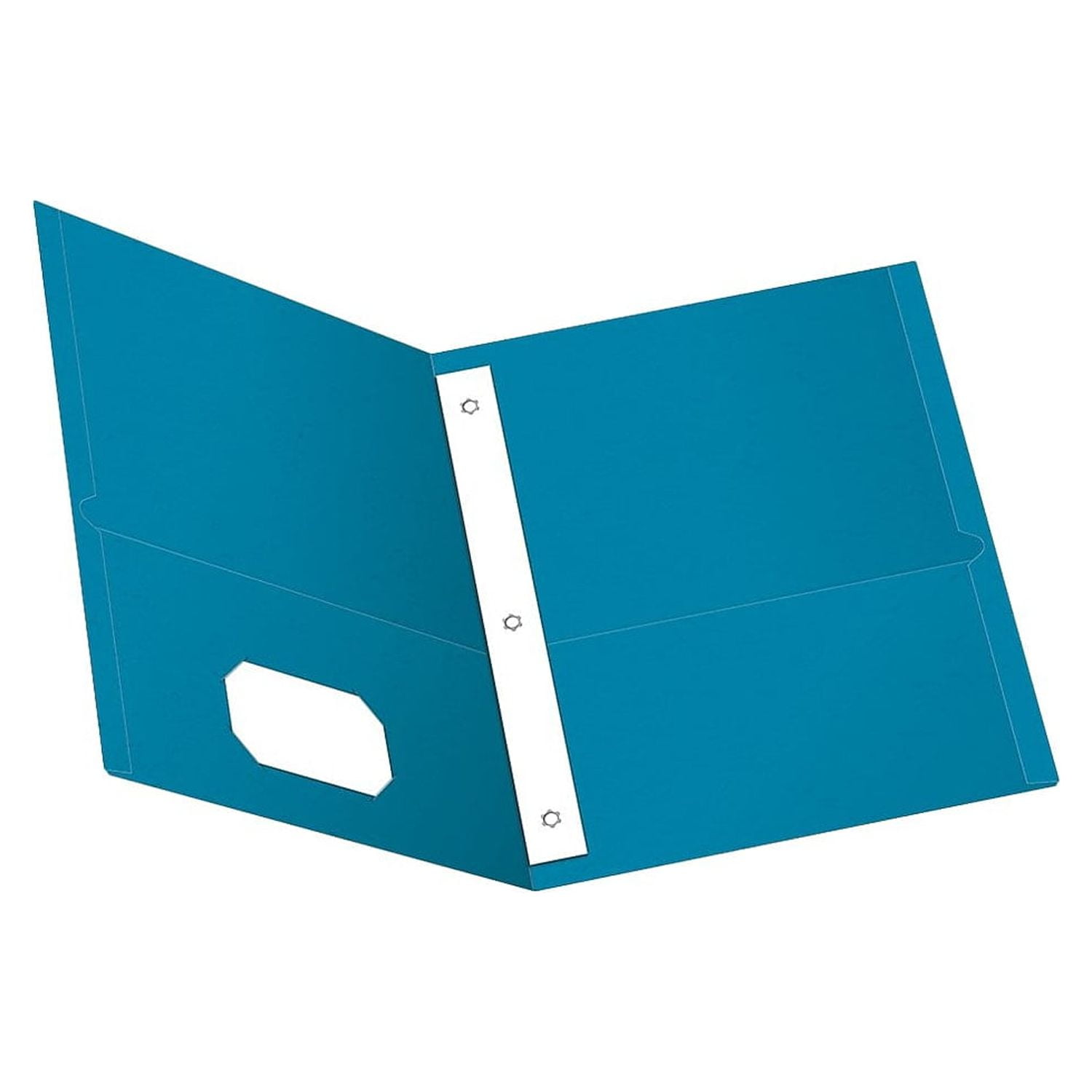 Oxford 57701 0.5 in. Capacity Twin-Pocket Folders with 3 Fasteners - Light Blue (25/Box)