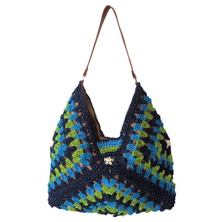 Fashion Culture Pala Bohemian Crochet Patchwork Shoulder Bag (Blue Multi)