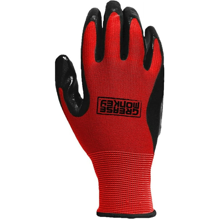 Grease Monkey Nitrile Coated Work Gloves - 12 Pairs - Size Large