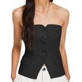 thumbnail image 3 of Sleeveless Women's Sexy Plunge Vest Jacket Button Fitted Strapless Work Suit Tank Top, 3 of 7