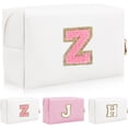 thumbnail image 1 of HSHDLDF Personalized Initial Letter Patch Makeup Bag Preppy Chenille Letter Cosmetic Pouch with Zipper Color1-Pink-Z, 1 of 7