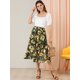 thumbnail image 2 of Falda Allegra K Estampado De Girasol De Gasa Para Mujer Negro XS, 2 of 6