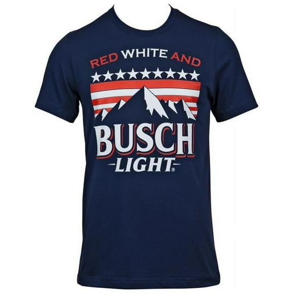 Busch Mens Light Red White & Busch Light Mountains T-Shirt Navy - Medium