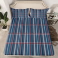 thumbnail image 2 of Feelyou Blue Square Plaid Twin Sheet Sets, Vintage Abstract Bedding, 3-Piece, 2 of 7