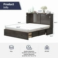 thumbnail image 2 of ijuicy Queen Size Murphy Bed Cabinet with Built-in Charging Station and Storage Drawer, Solid Wood Cabinet Bed Queen Size with Mattress, Murphy Cube Chest Bed for Guest Room, Home, Office- Grey, 2 of 8