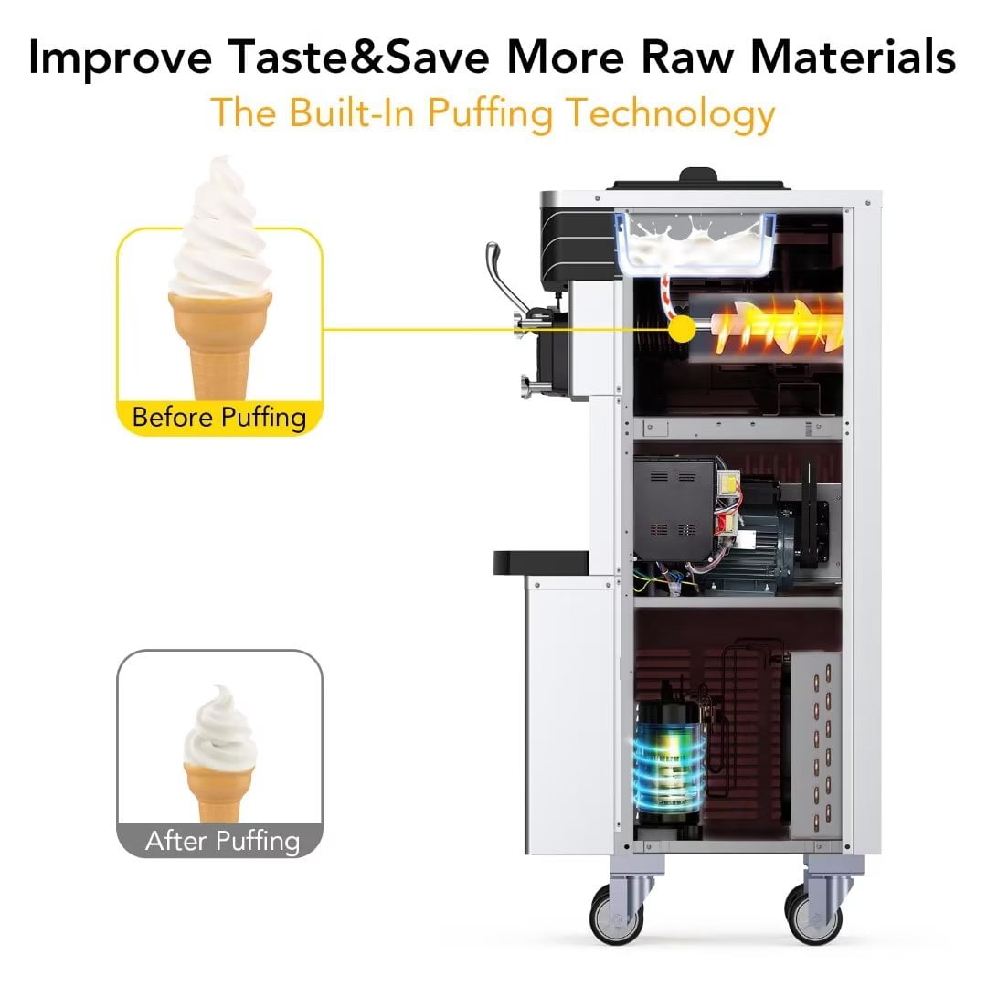 3 flavor soft serve ice cream machine