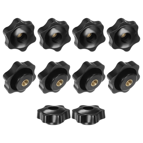 Uxcell 10-Pack 6 Star Knobs, M6 Female Thread 38mm Hexagon Head Through Hole Brass Clamping Grip Handles
