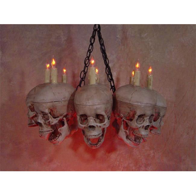 Skeletons/Skulls Two Tiered 9 Skull Chandelier Halloween Prop NEW 
