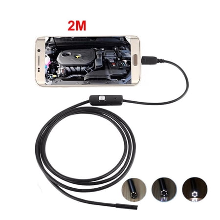 Waterproof Industrial Borescope with 2M Cable, HD 640x480 Camera and 6 LED Lights Adjustable, for Automotive Repair and Care Inspection