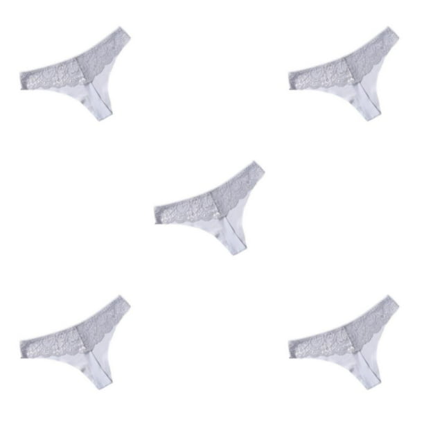 Sonducket Bragas de tiro bajo Tanga Tanga Braguitas sin costuras Diseño de encaje Lavable Atractivo Citas Prop Ropa de dormir para mujer Gris Type2 NO2