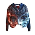 thumbnail image 4 of Moxiu Womens Mardi Gras Shirts for Women Casual Crew Neck Long Sleeve Funny Mask Graphic Tops 2025 Carnival Themed Party Pullover Sweatshirts Top Navy,S, 4 of 4