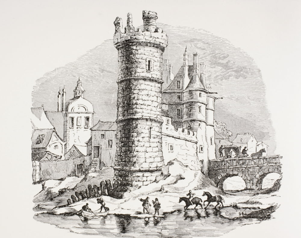 The 13Th Century Nesle Tower In Paris Now Destroyed Which Was Located On The Left Bank Of The Seine Opposite The Louvre From Les Artes Au Moyen Age Published Paris 1873 Canvas Art - Ken Welsh Design
