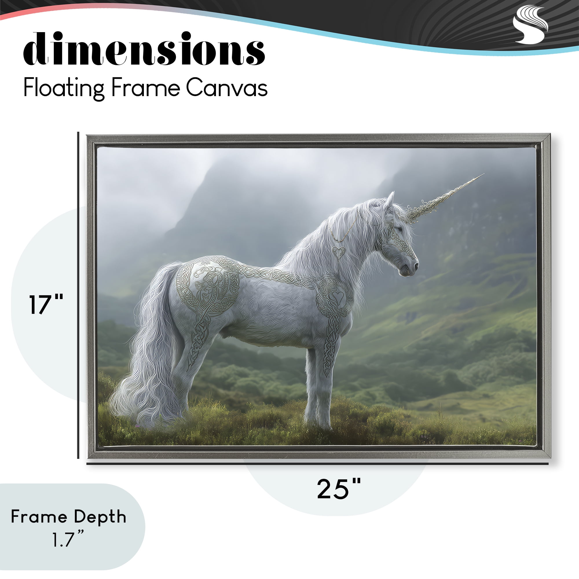 Stupell Industries Elegant Celtic Unicorn Gray Framed Floater Canvas Wall Art, design by The Wands Want