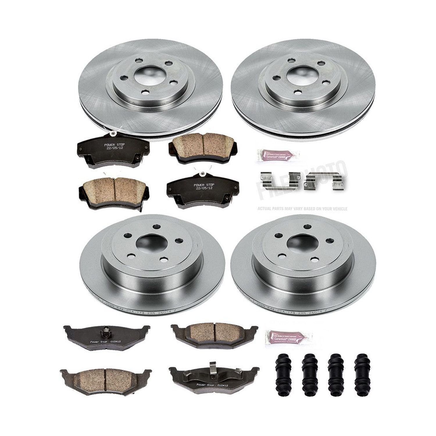 Power Stop Front and Rear Stock Replacement Brake Pad and Rotor Kit KOE1705