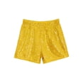 thumbnail image 5 of Sholeno Kids Girls Sequin Shorts Sparkly Hip Hop Jazz Dance Shorts Glitter High Waist Rave A Line Hot Pants Gold 14, 5 of 7