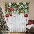 thumbnail image 2 of SPEKSEE 1Pc Christmas Sheer Curtains for Living Room, Red Bow Christmas Bells Snowy Scene Pine Branches Voile Curtain Drapes for Bedroom Light Filtering & Privacy Winter Holiday Window Treatment, 2 of 30