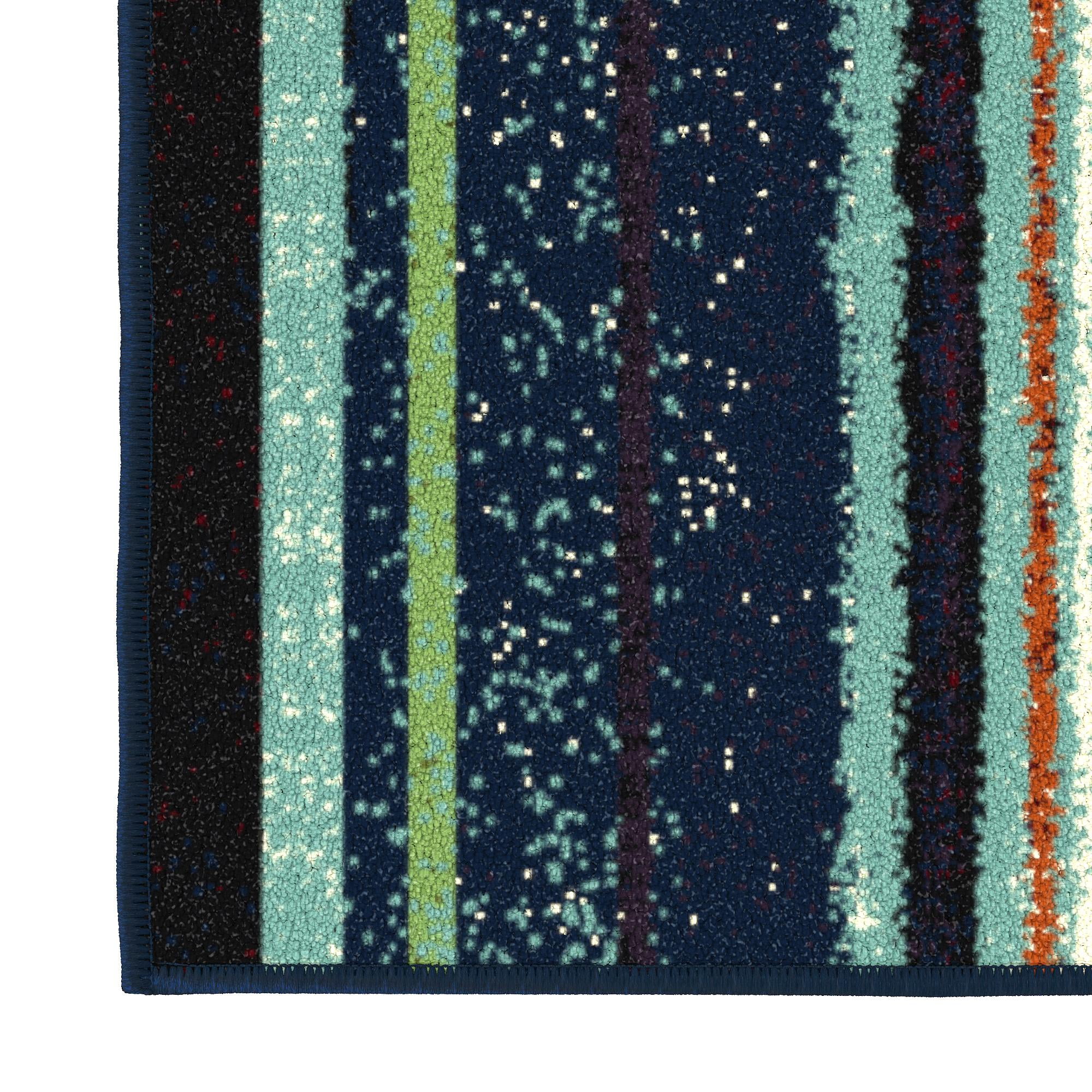 Ottomanson Striped Kitchen Runner Rug 1'10" x 7' - Non Slip Low Pile Carpet, Multicolor