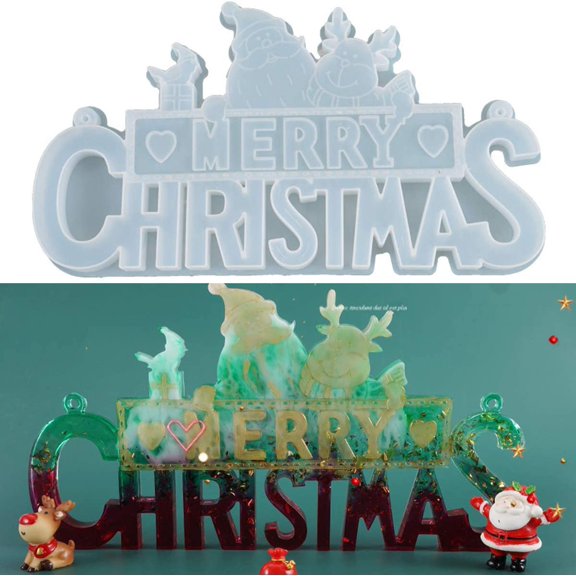 Viworld Merry Christmas Molds Exclusive Epoxy Resin Molds to Make Hanging Projects for Christmas Silicone Resin Molds to Decor Door/Wall