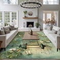 thumbnail image 3 of Area Rug for Living Room, Spring Leaves Non-Slip Indoor Large Carpet for Bedroom/Dining Room, Oil Light White Flowers Country Vintage Green Washable Low-Profile Rectangle Floor Runner Rugs - 5 x 7 Ft, 3 of 8