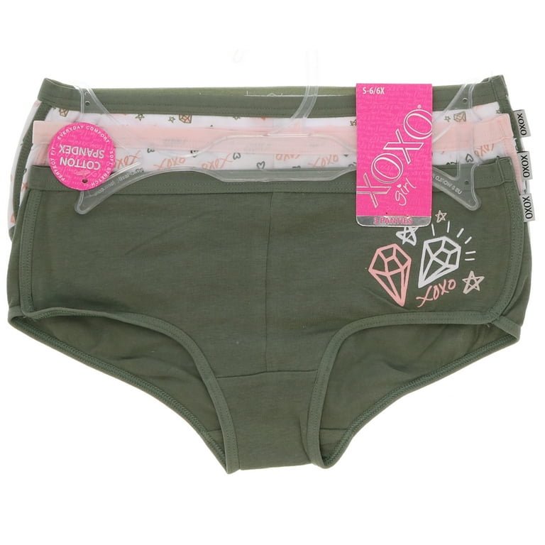 XOXO Girl s Cotton Panties 6 Pack Peach Green Rockstar Large