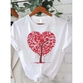 thumbnail image 3 of Valentine's Day Theme Printed Women's T-Shirt, Women's Valentine's Day Gift Casual, Fashionable, ComCamisetas para mujer, lindas camisetas con estampado gráfico, de manga corta, estilo casual, para ve, 3 of 7