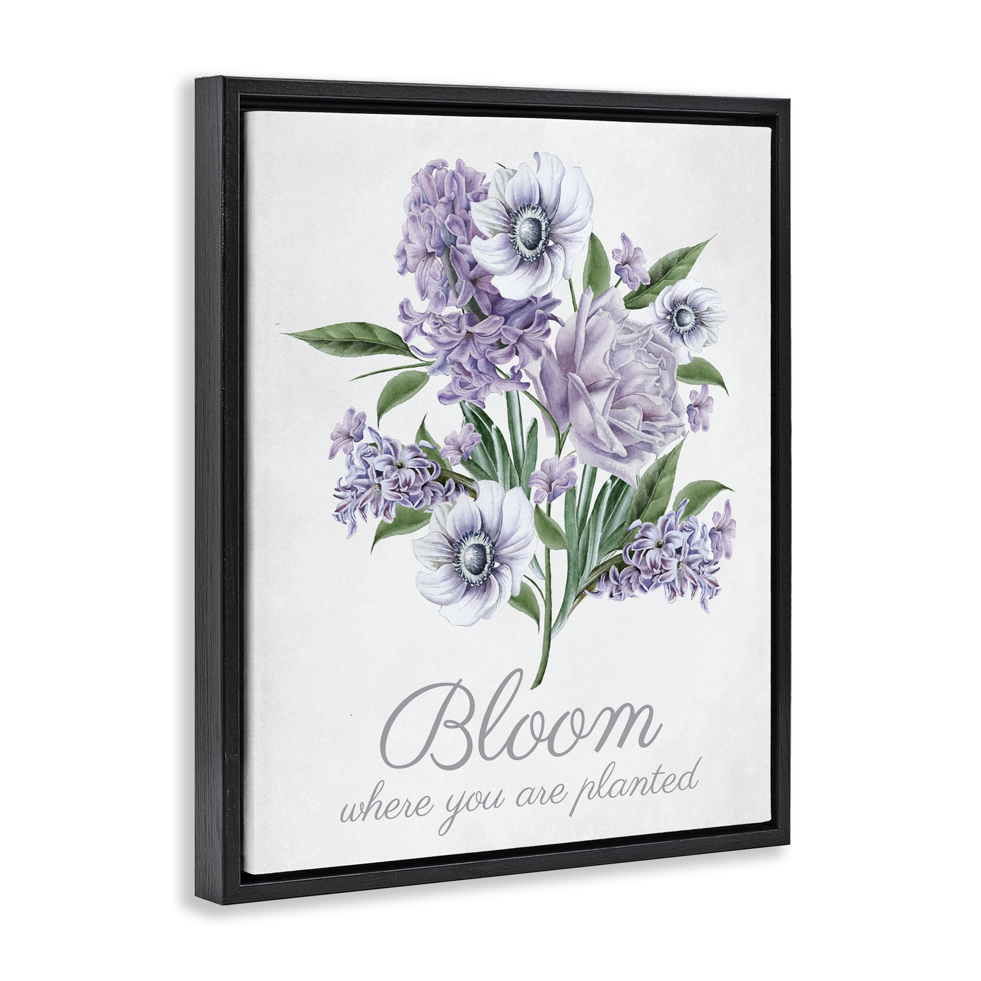 Stupell Industries Vintage Bloom Phrase Botanical & Floral Painting Black Floater Framed Art Print Wall Art, 25 x 31