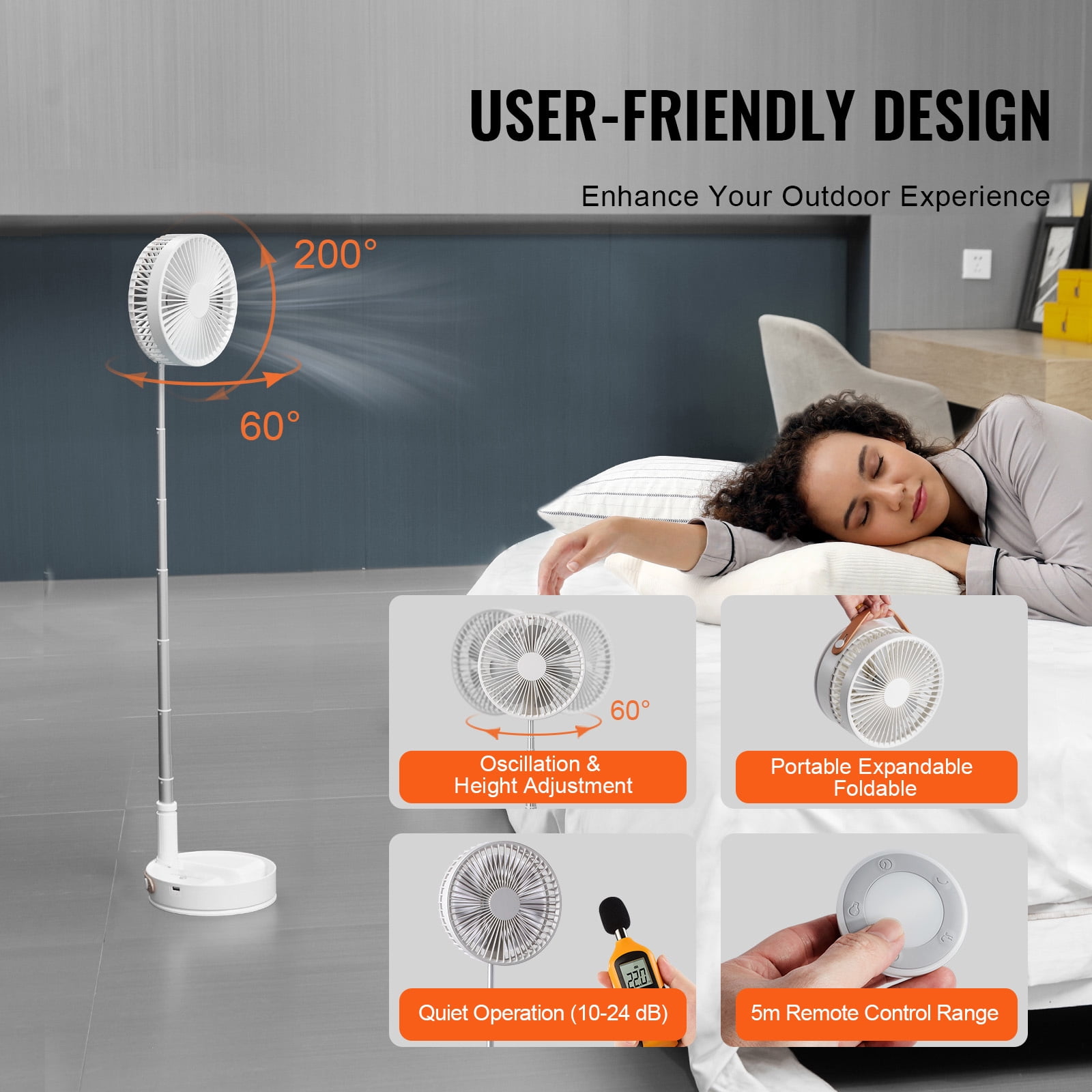 KFFKFF 3 in 1 Foldable Pedestal Fan, 7200mAh Rechargeable Portable Telescopic Fan, Foldable Oscillating Standing Fan with Remote Control Quiet Timer Fan for Home Kitchen Outdoor Camping