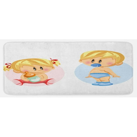 

Gender Reveal Kitchen Mat Playing Together Romantic Happiness Theme Plush Decorative Kitchen Mat with Non Slip Backing 47 X 19 Multicolor by Ambesonne
