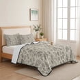 thumbnail image 5 of Full Quilt Set 78''x90'', Vintage Flowers Lightweight Bedspread Coverlet Set with 2 Pillow Shams, Branch Plants Beige Botanical Rustic Breathable All Season Quilt Bedding for Bedroom/Guest Room, 5 of 9