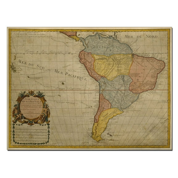Trademark Art 'Map of South America, 1700' Canvas Art by Guillaume Delisle