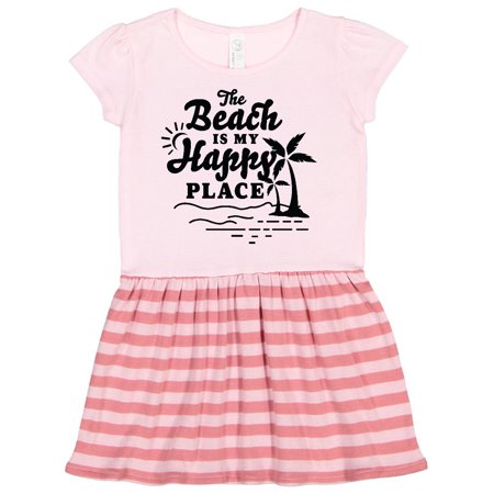 

Inktastic The Beach is My Happy Place with Palm Trees Gift Toddler Girl Dress